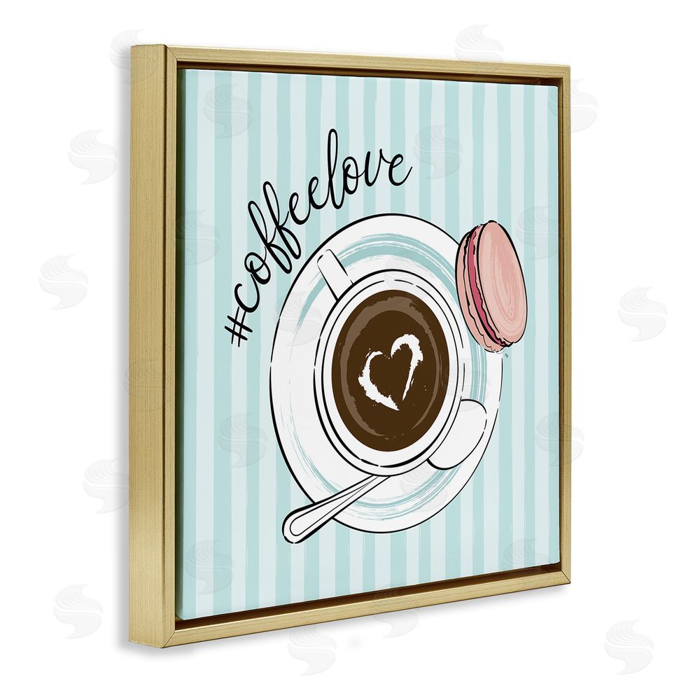 Martina Pavlova Coffee Love Hashtag Gold Floating Frame Canvas Wall Art Print