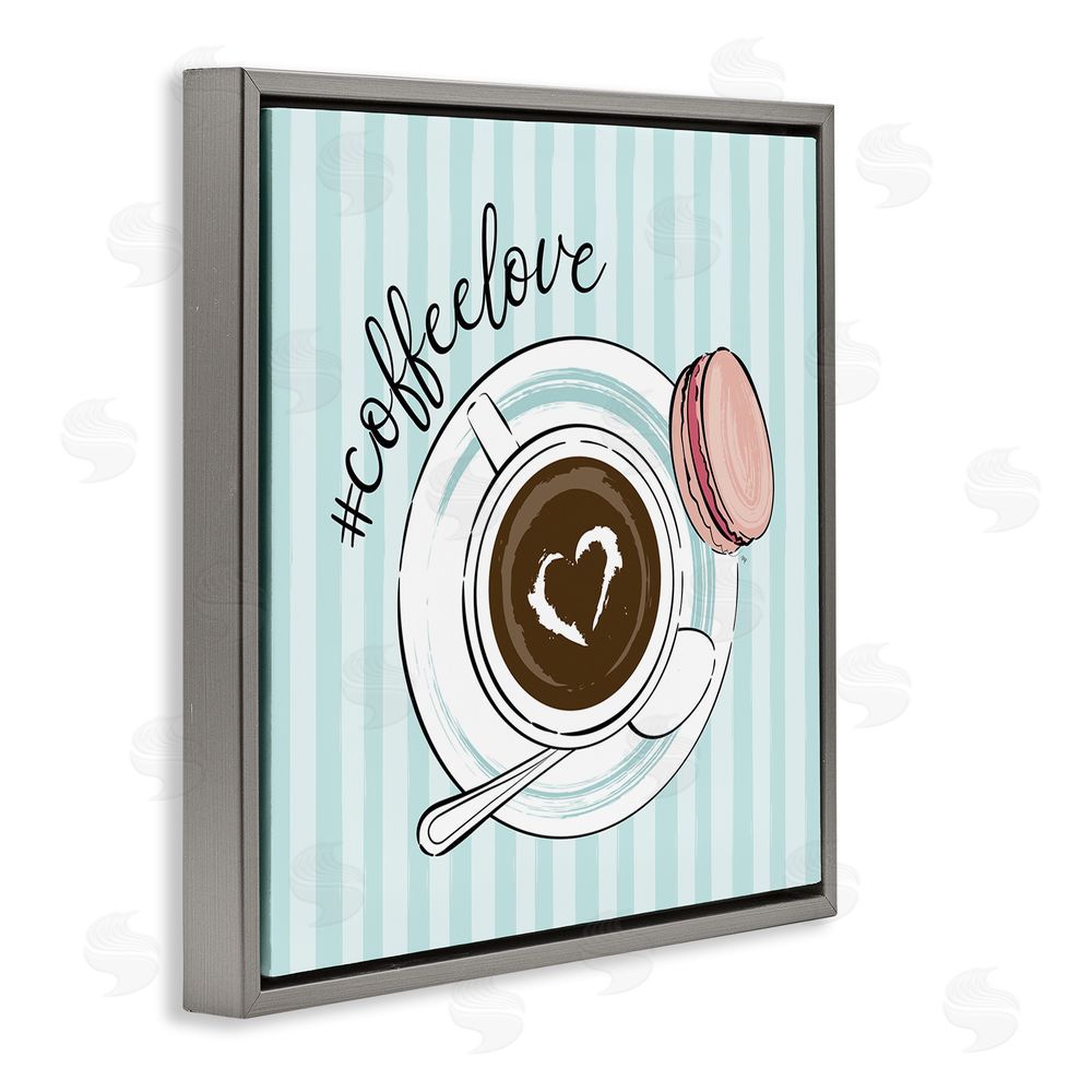 Martina Pavlova Coffee Love Hashtag Gray Floating Frame Canvas Wall Art Print