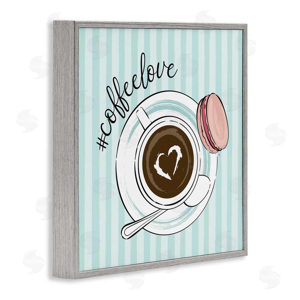 Martina Pavlova Coffee Love Hashtag Gray Framed Giclee Wall Art Print