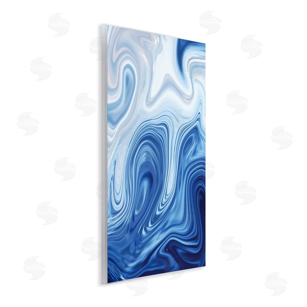 Martina Pavlova Blue Marble Fluidity Wall Plaque Art Print with White Foil Wrap