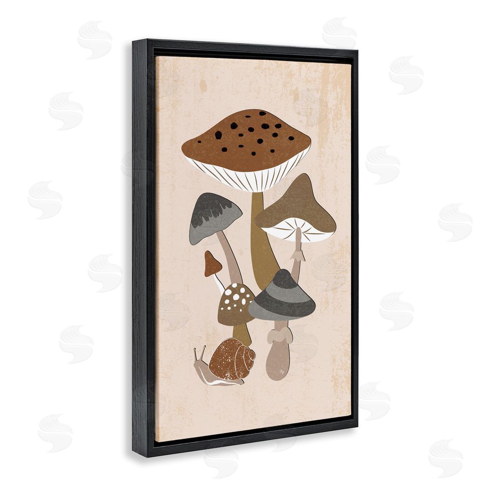 Martina Pavlova Earthy Fungi Mushrooms & Snail Black Floating Frame Canvas Wall Art Print