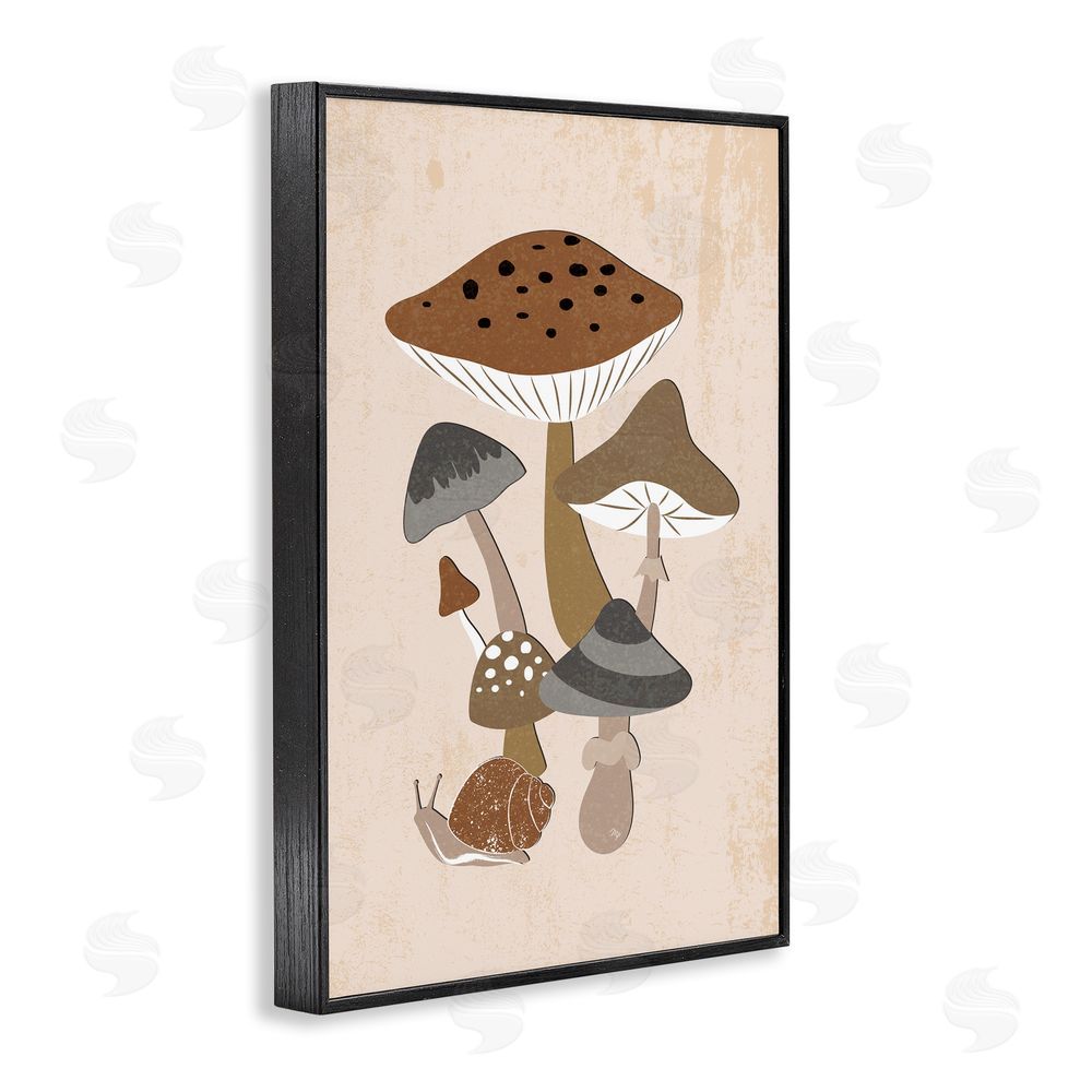 Martina Pavlova Earthy Fungi Mushrooms & Snail Black Framed Giclee Wall Art Print