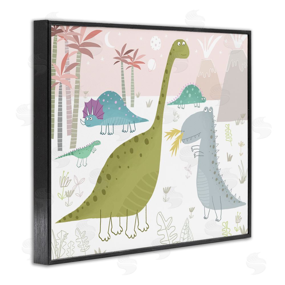 Carla Daly Earthy Jurassic Dinosaurs Black Framed Giclee Wall Art Print