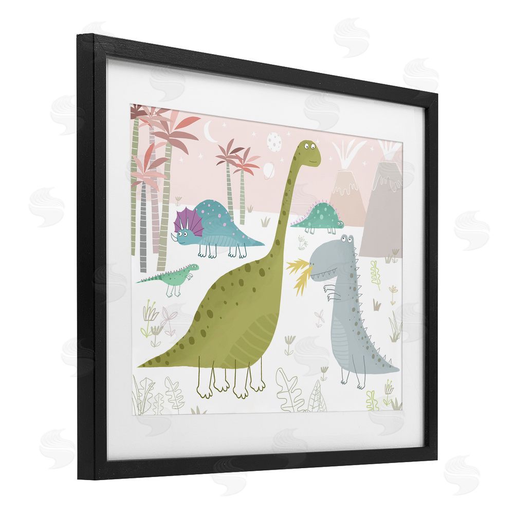 Carla Daly Earthy Jurassic Dinosaurs Black Framed Print Under Glass Wall Art