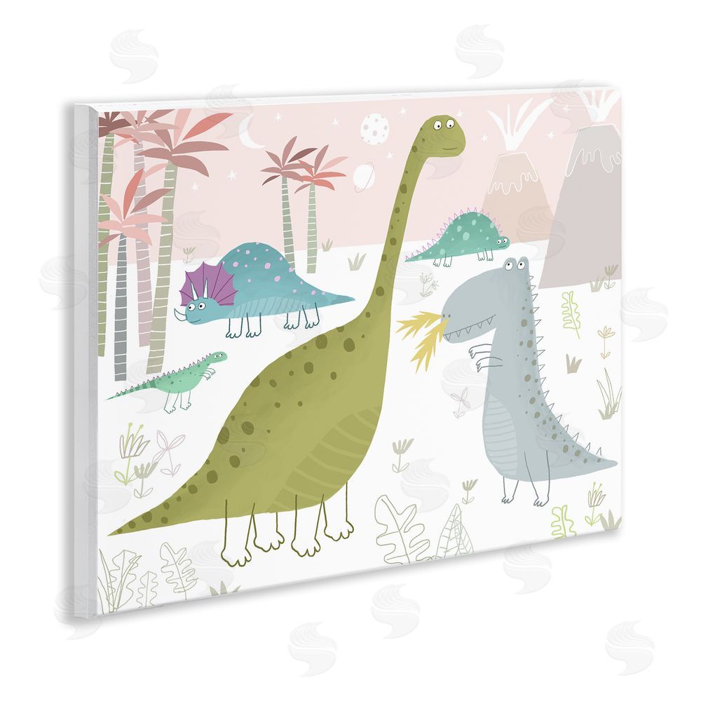 Carla Daly Earthy Jurassic Dinosaurs Wooden Wall Plaque Art Print