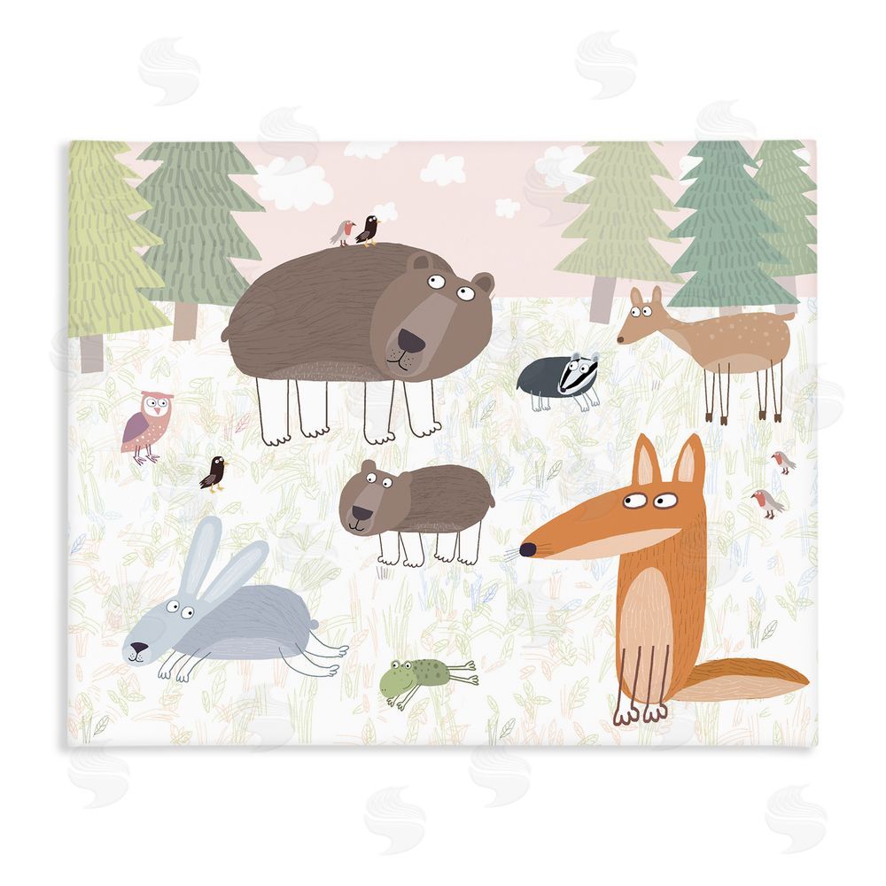 Carla Daly Forest Animals Out and About Stretched Canvas Wall Art Print