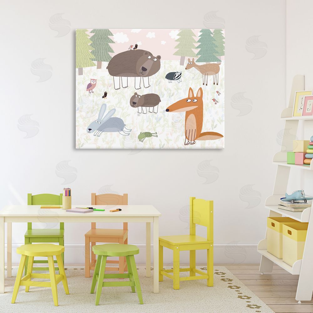 Carla Daly Forest Animals Out and About Stretched Canvas Wall Art in Room