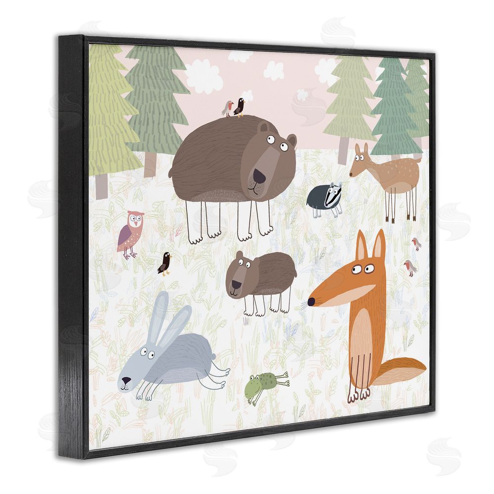 Carla Daly Forest Animals Out and About Black Framed Giclee Wall Art Print
