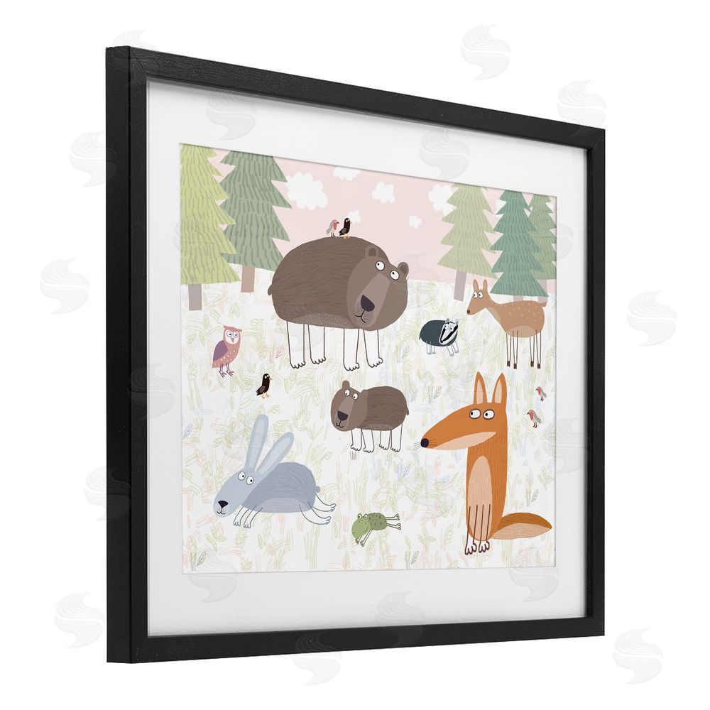 Carla Daly Forest Animals Out and About Black Framed Print Under Glass Wall Art