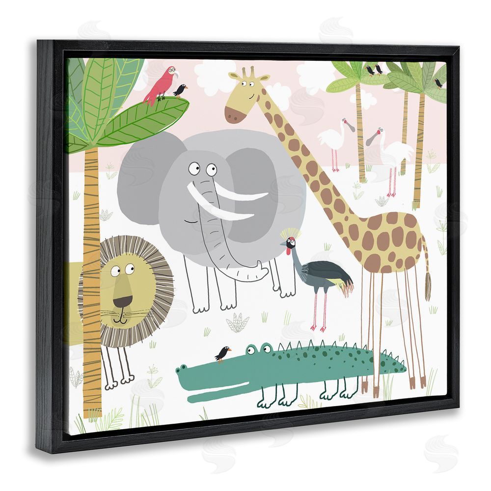 Carla Daly Safari Animals Out and About Black Floating Frame Canvas Wall Art Print