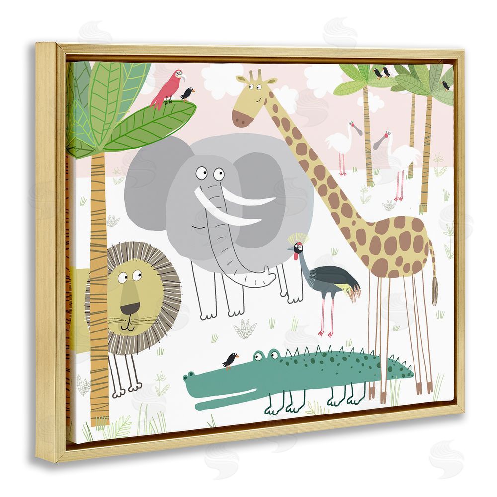 Carla Daly Safari Animals Out and About Gold Floating Frame Canvas Wall Art Print
