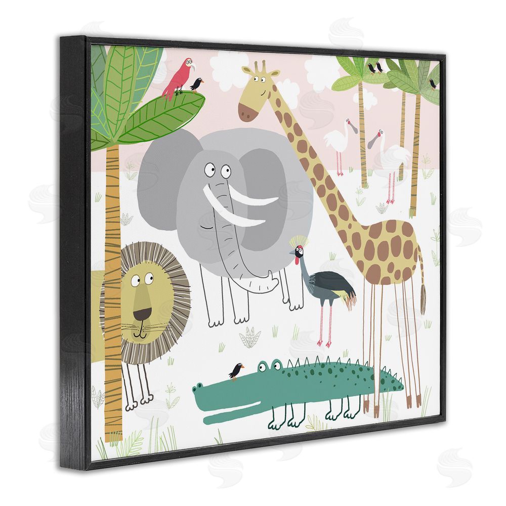 Carla Daly Safari Animals Out and About Black Framed Giclee Wall Art Print