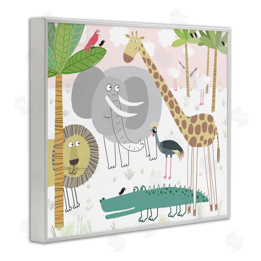 Carla Daly Safari Animals Out and About White Framed Giclee Wall Art Print