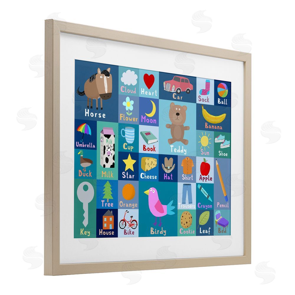 Carla Daly Blue First Words Brown Framed Print Under Glass Wall Art