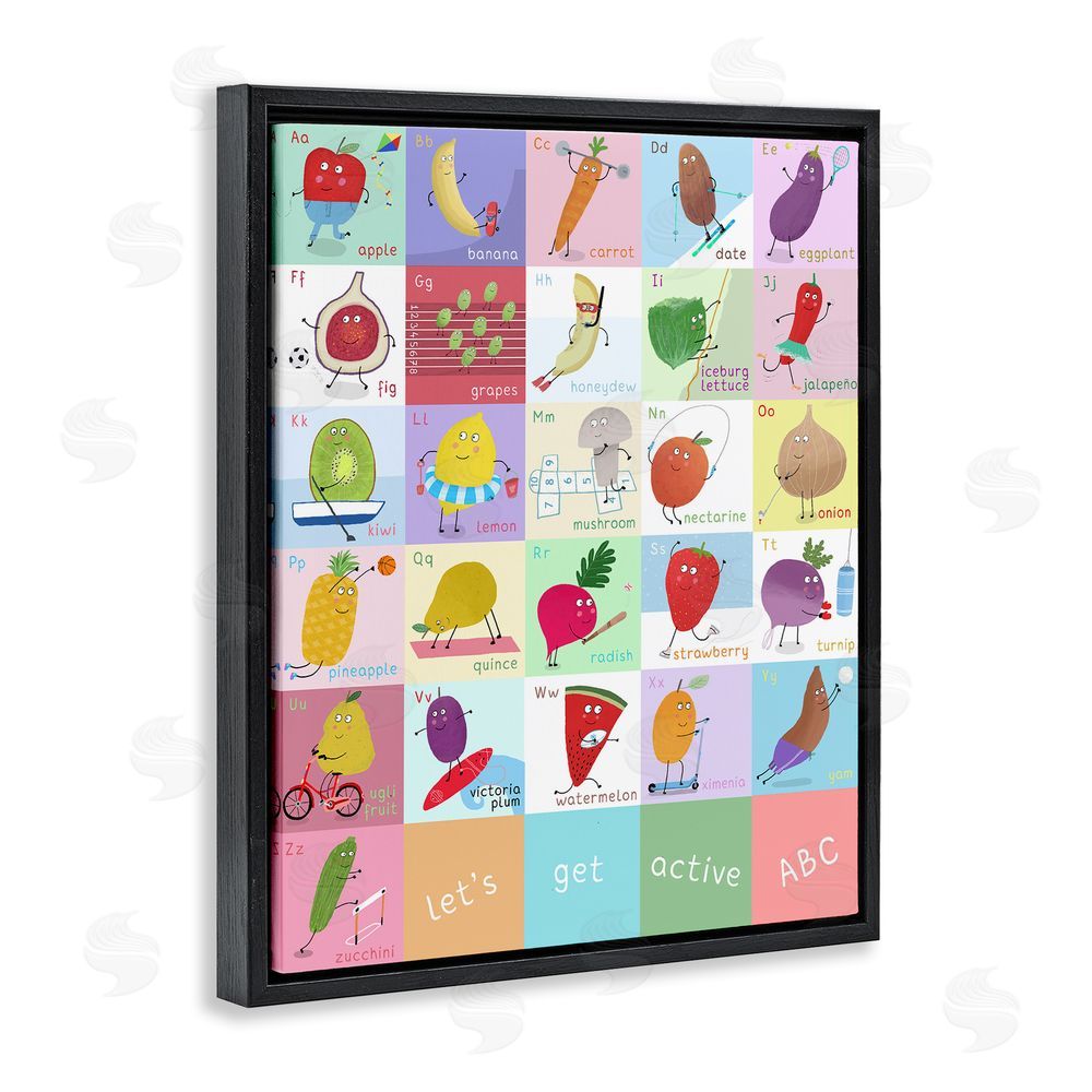 Carla Daly Let's Get Active ABC's Black Floating Frame Canvas Wall Art Print