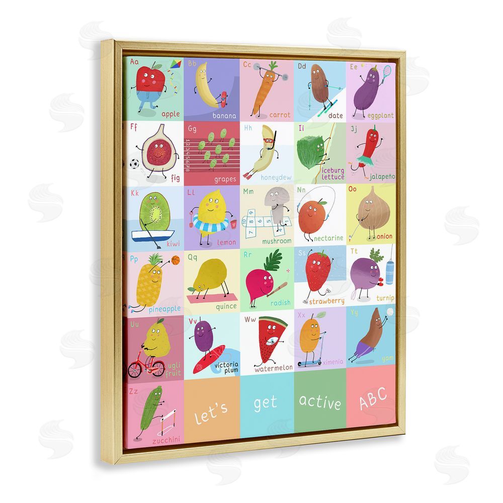 Carla Daly Let's Get Active ABC's Gold Floating Frame Canvas Wall Art Print