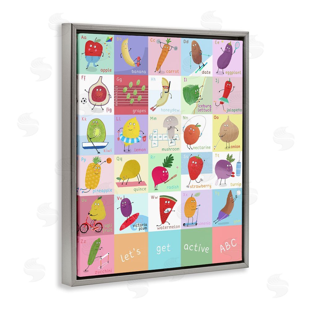 Carla Daly Let's Get Active ABC's Gray Floating Frame Canvas Wall Art Print
