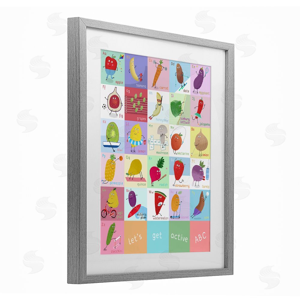 Carla Daly Let's Get Active ABC's Gray Framed Print Under Glass Wall Art