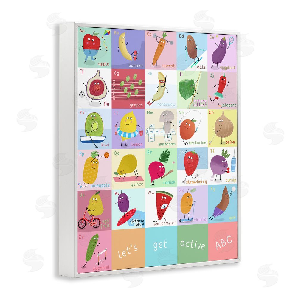 Carla Daly Let's Get Active ABC's White Framed Giclee Wall Art Print