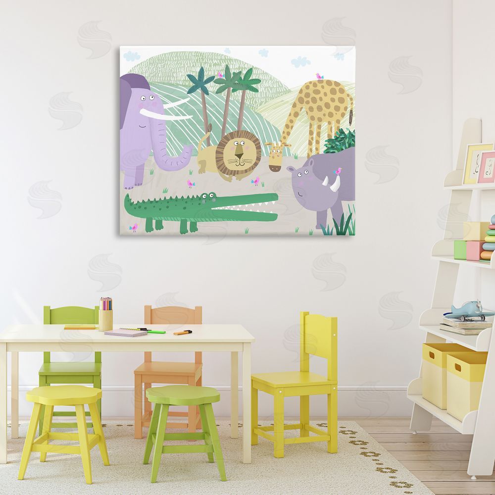 Carla Daly Jungle Savannah Animals Stretched Canvas Wall Art in Room