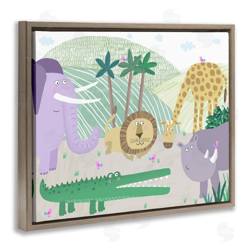Carla Daly Jungle Savannah Animals Brown Floating Frame Canvas Wall Art Print