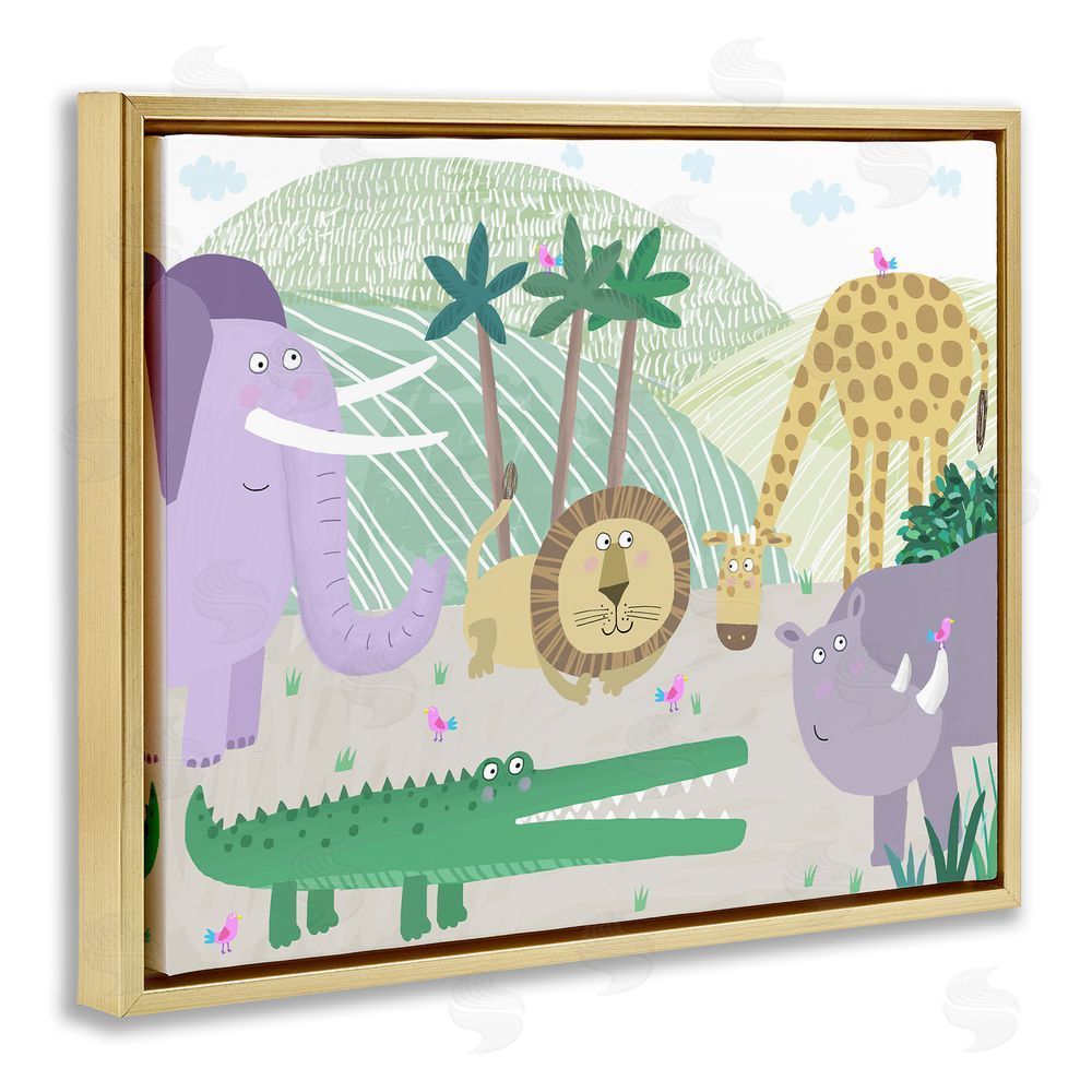 Carla Daly Jungle Savannah Animals Gold Floating Frame Canvas Wall Art Print