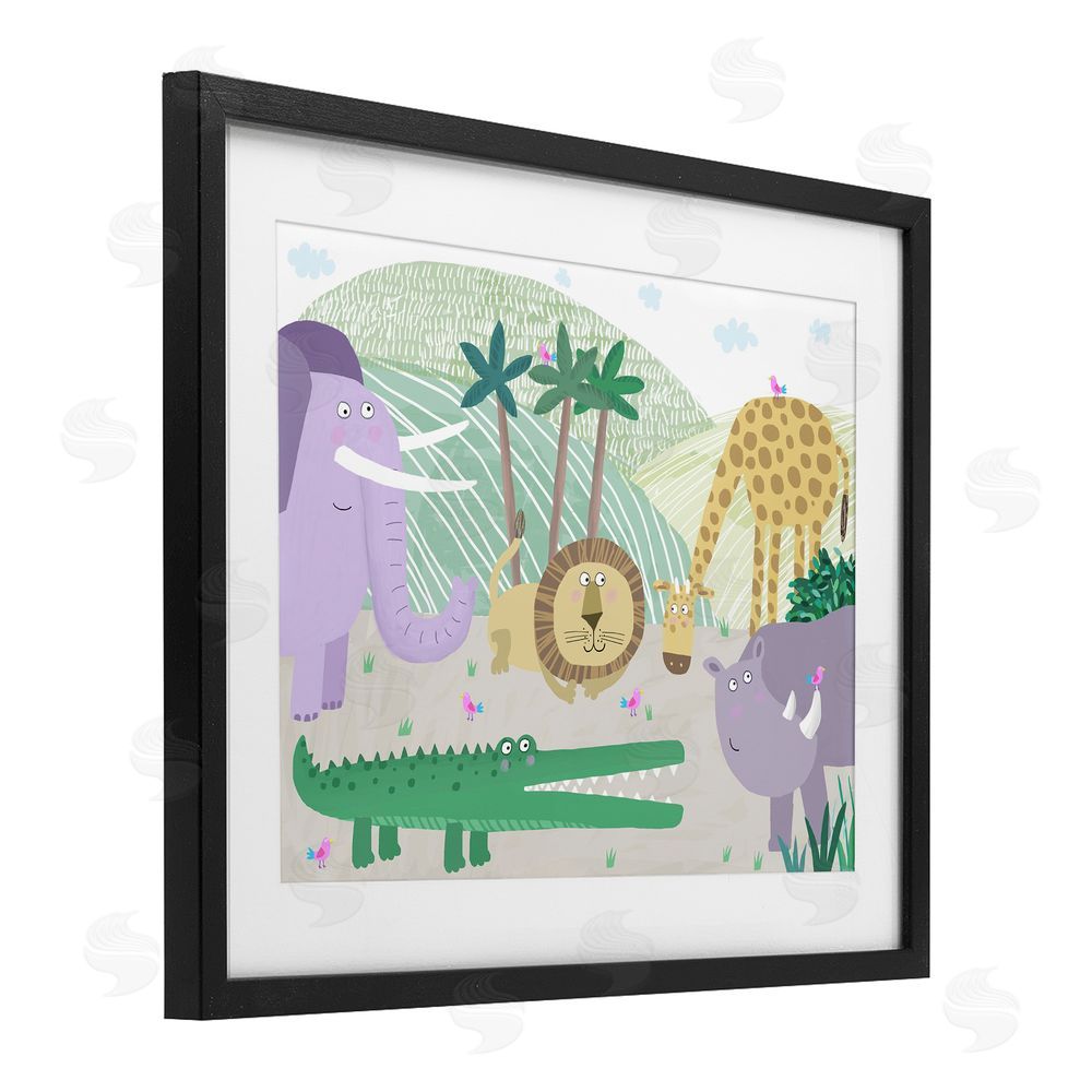Carla Daly Jungle Savannah Animals Black Framed Print Under Glass Wall Art