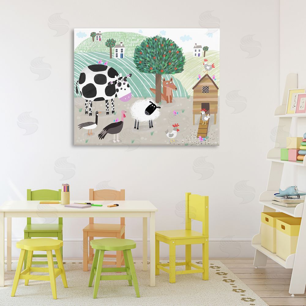 Carla Daly Down At The Farm Stretched Canvas Wall Art in Room