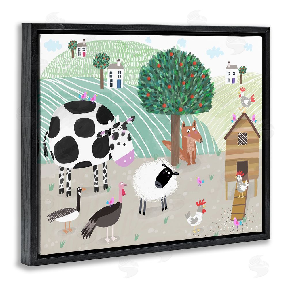 Carla Daly Down At The Farm Black Floating Frame Canvas Wall Art Print