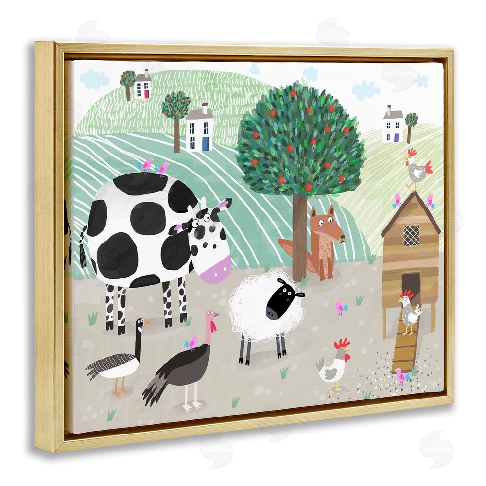 Carla Daly Down At The Farm Gold Floating Frame Canvas Wall Art Print