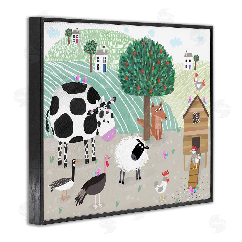 Carla Daly Down At The Farm Black Framed Giclee Wall Art Print
