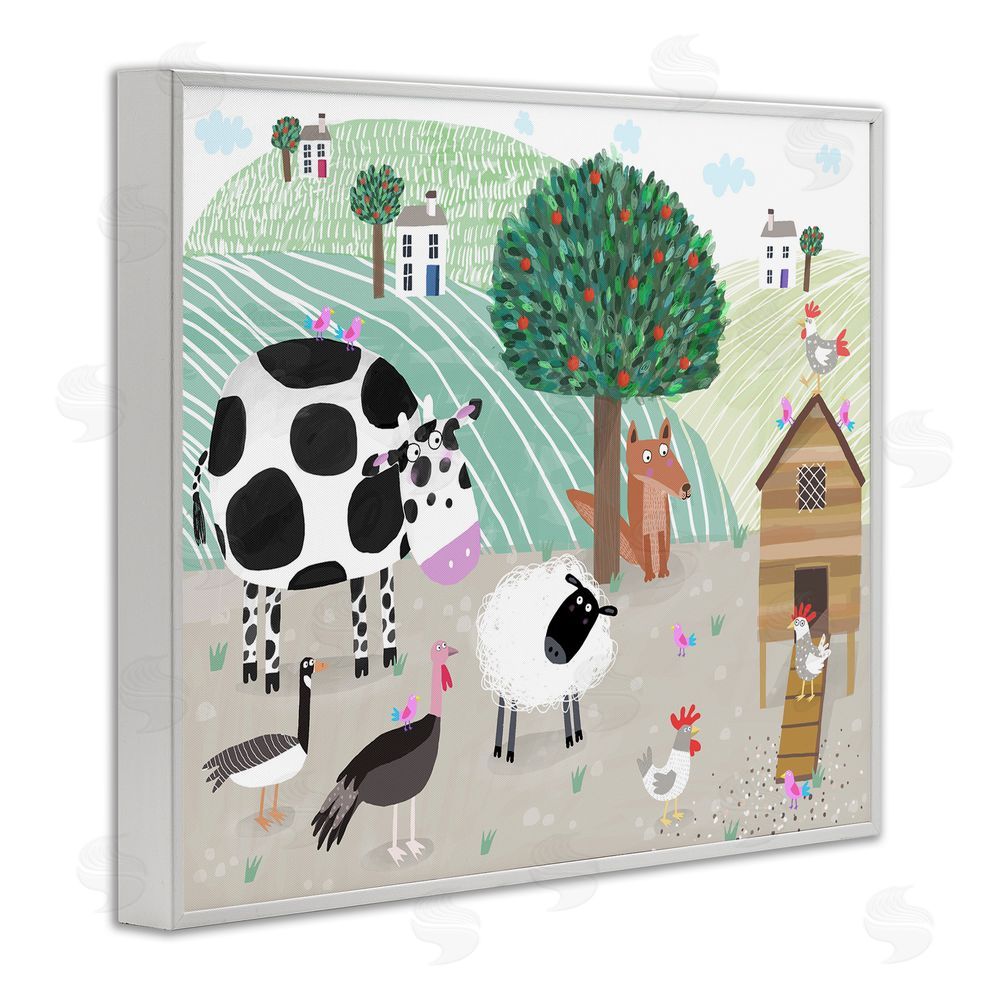 Carla Daly Down At The Farm White Framed Giclee Wall Art Print