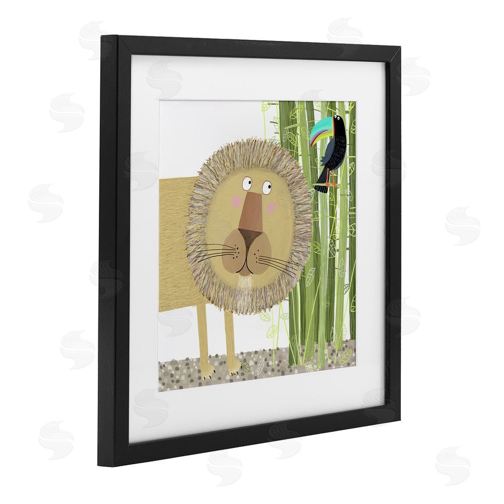 Carla Daly Lion with Bamboo Trees & Toucan Black Framed Print Under Glass Wall Art