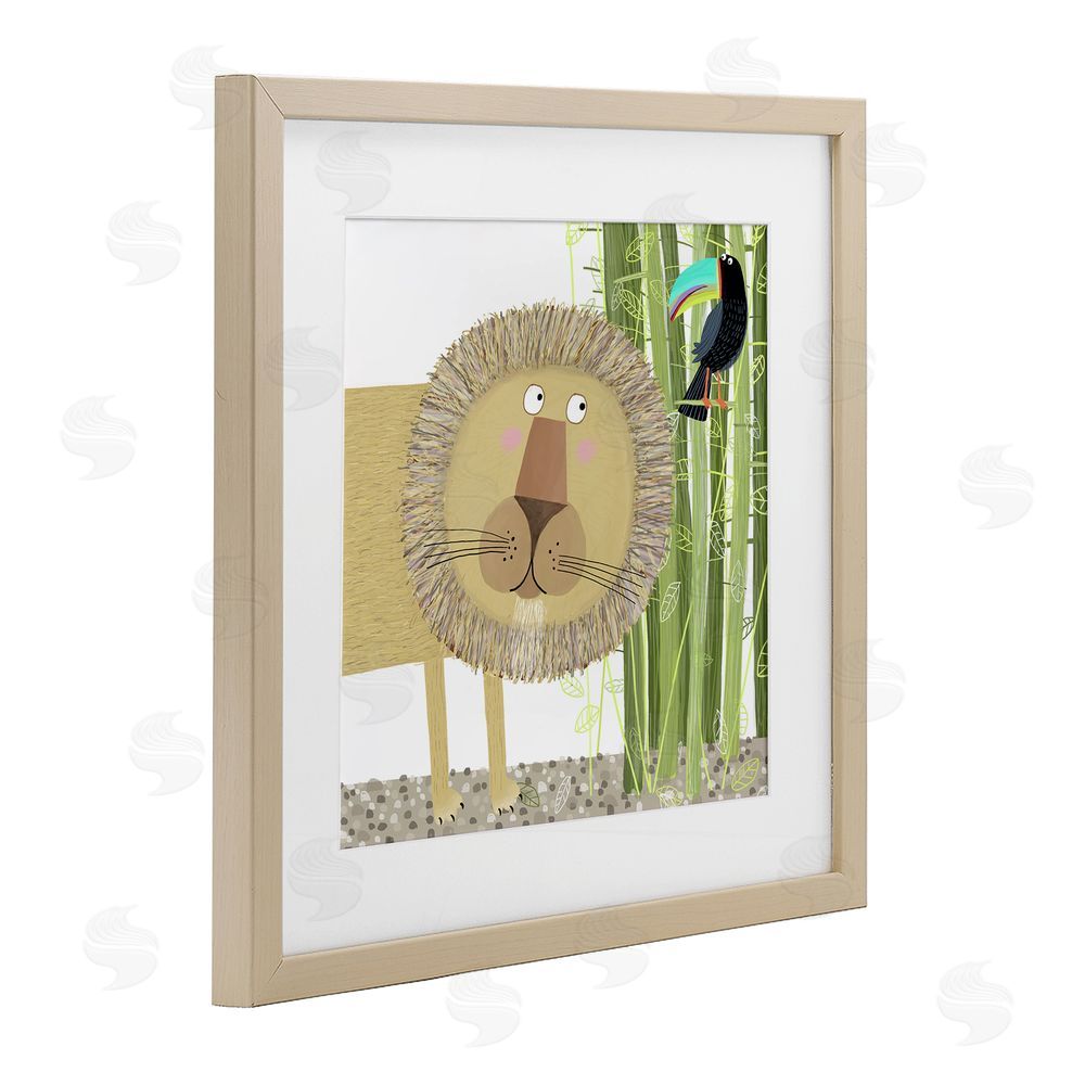 Carla Daly Lion with Bamboo Trees & Toucan Brown Framed Print Under Glass Wall Art
