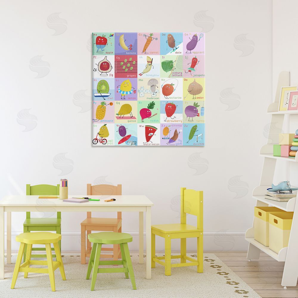 Carla Daly Sporty Fruit Educational Stretched Canvas Wall Art in Room