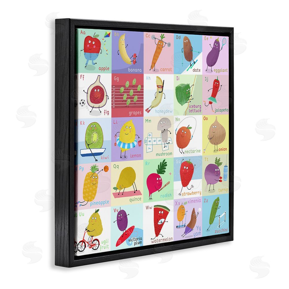 Carla Daly Sporty Fruit Educational Black Floating Frame Canvas Wall Art Print