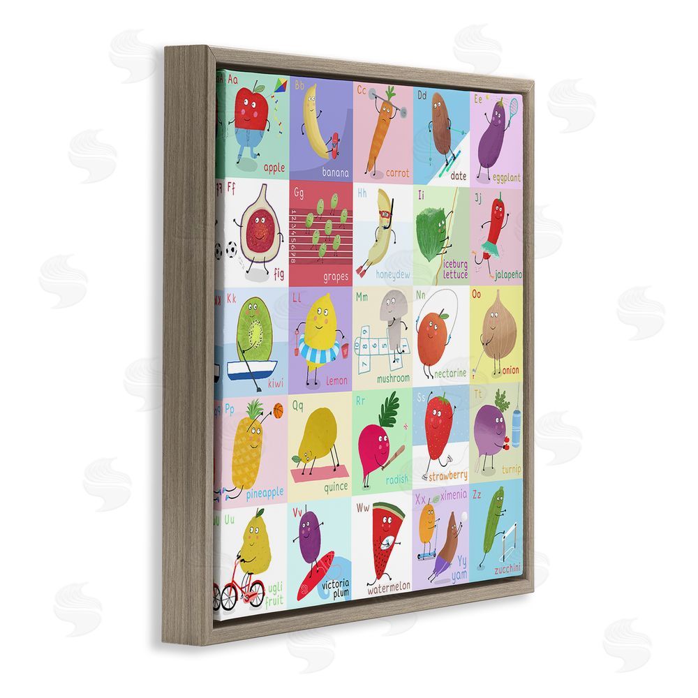 Carla Daly Sporty Fruit Educational Brown Floating Frame Canvas Wall Art Print