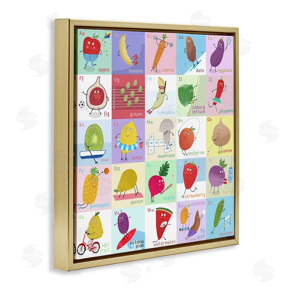 Carla Daly Sporty Fruit Educational Gold Floating Frame Canvas Wall Art Print