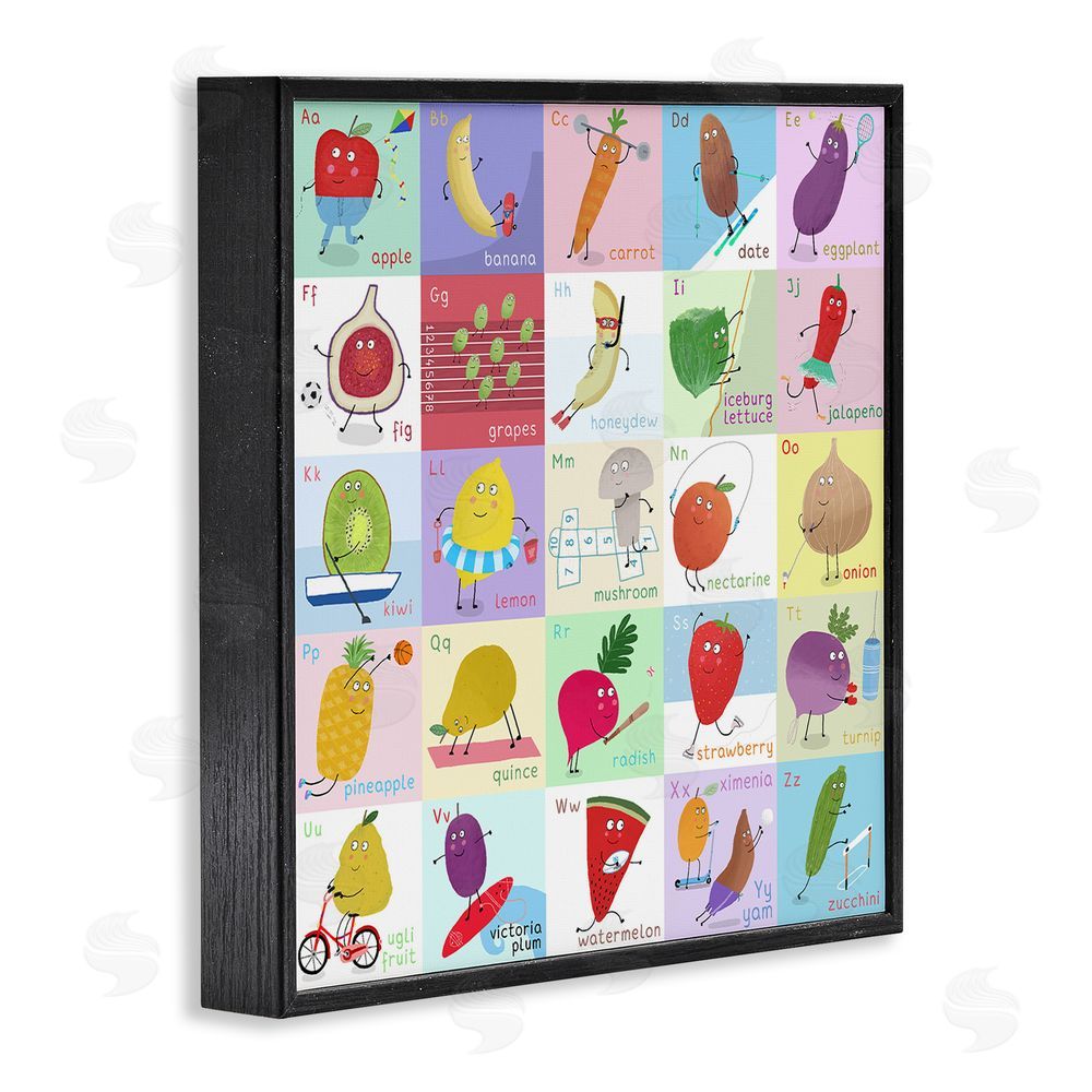 Carla Daly Sporty Fruit Educational Black Framed Giclee Wall Art Print
