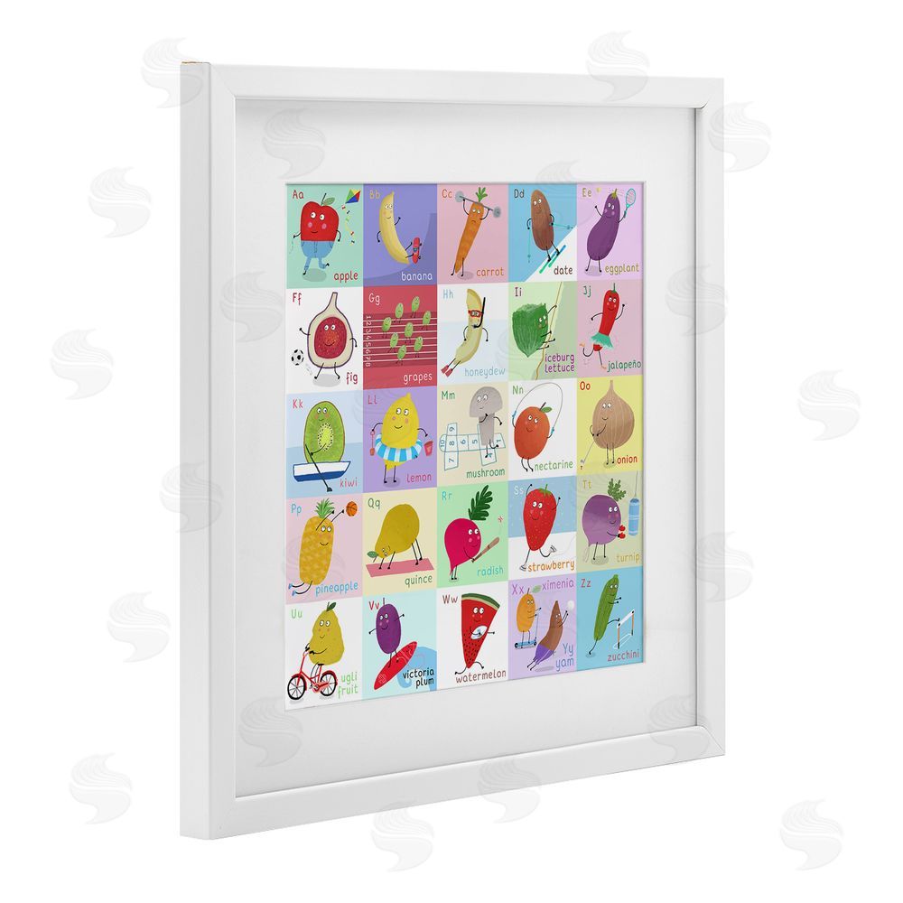 Carla Daly Sporty Fruit Educational White Framed Print Under Glass Wall Art