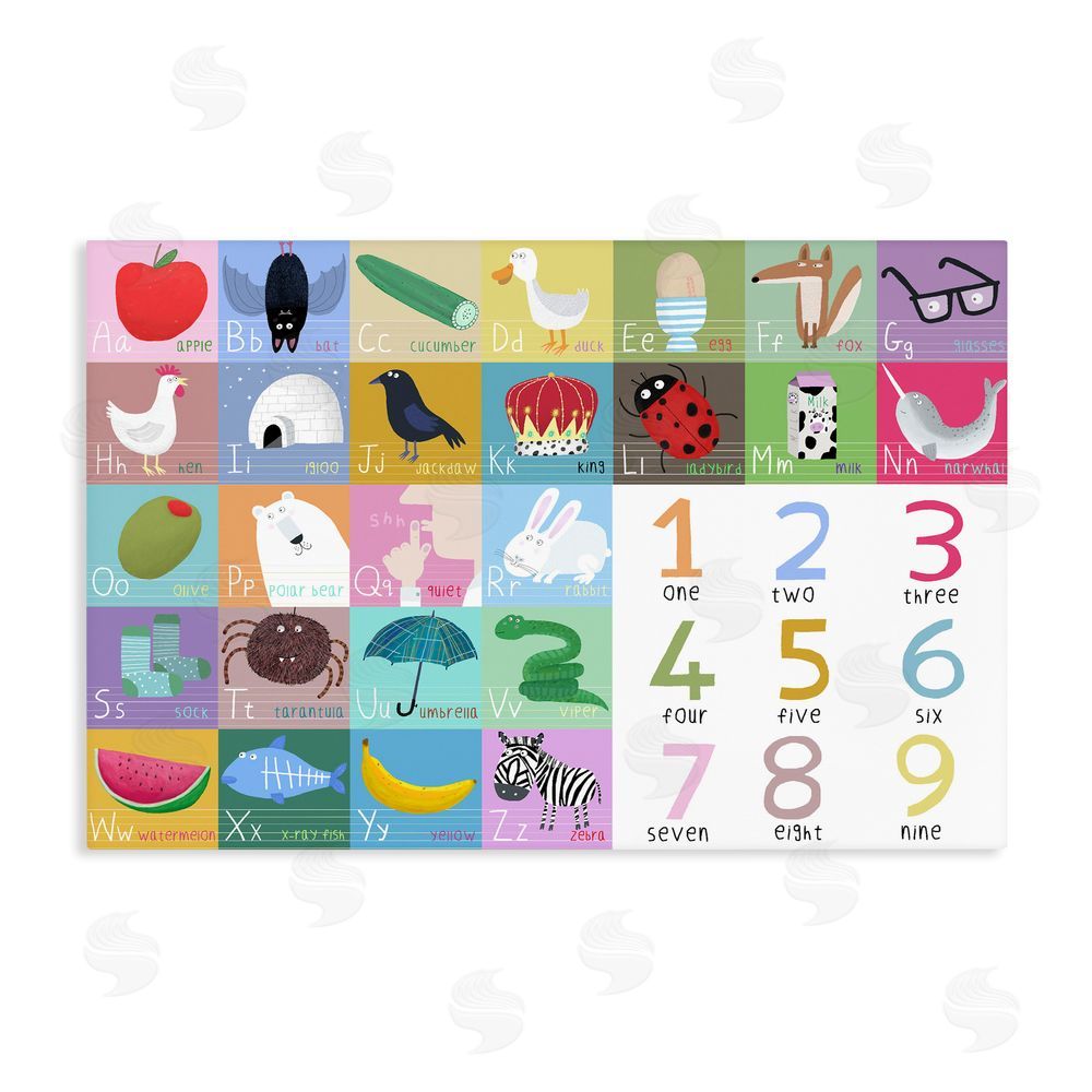 Carla Daly Alphabet & Numbers First Words Stretched Canvas Wall Art Print