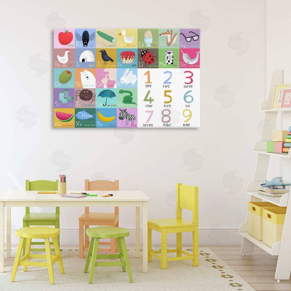 Carla Daly Alphabet & Numbers First Words Stretched Canvas Wall Art in Room