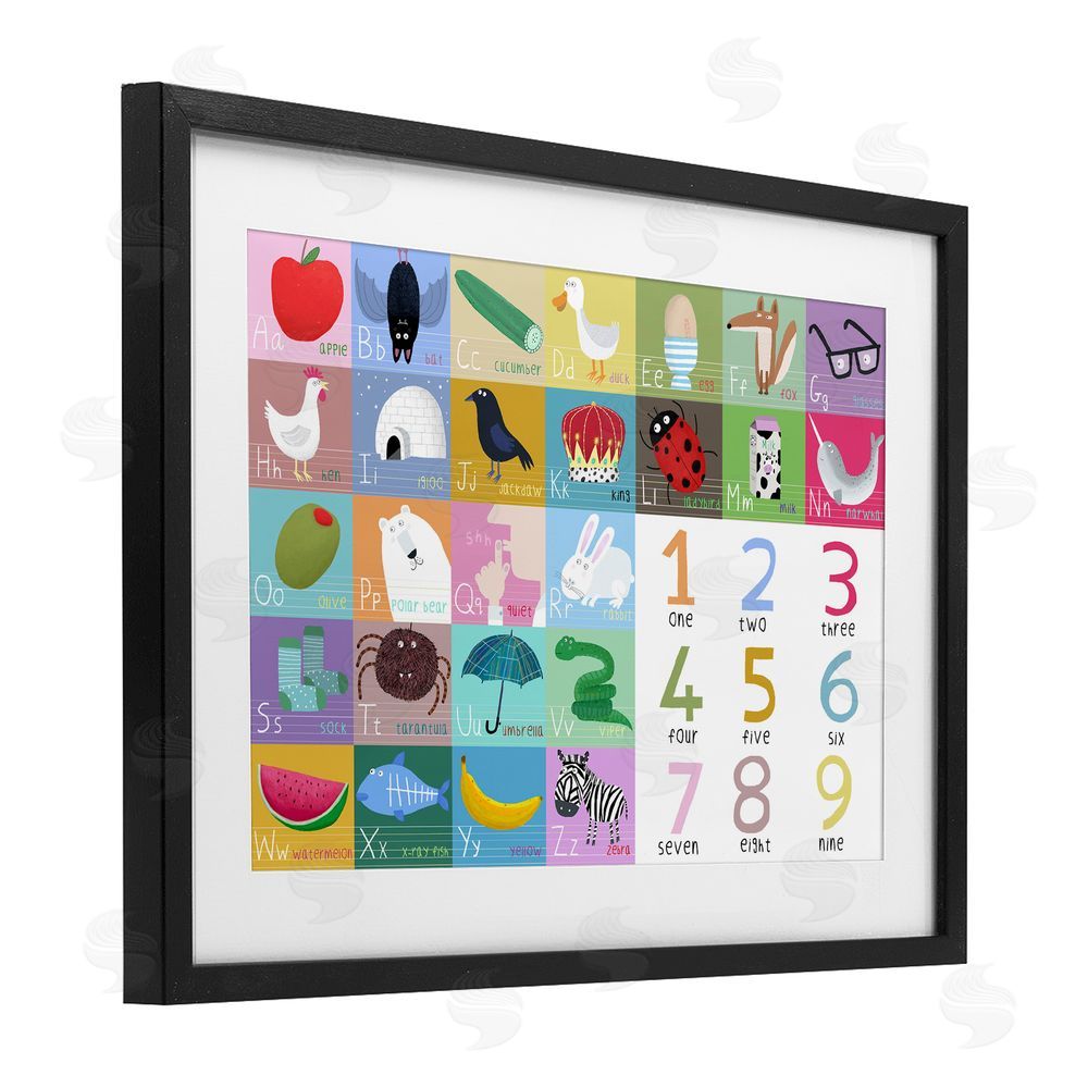 Carla Daly Alphabet & Numbers First Words Black Framed Print Under Glass Wall Art