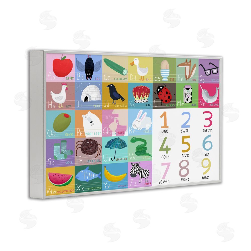 Carla Daly Alphabet & Numbers First Words White Framed Giclee Wall Art Print