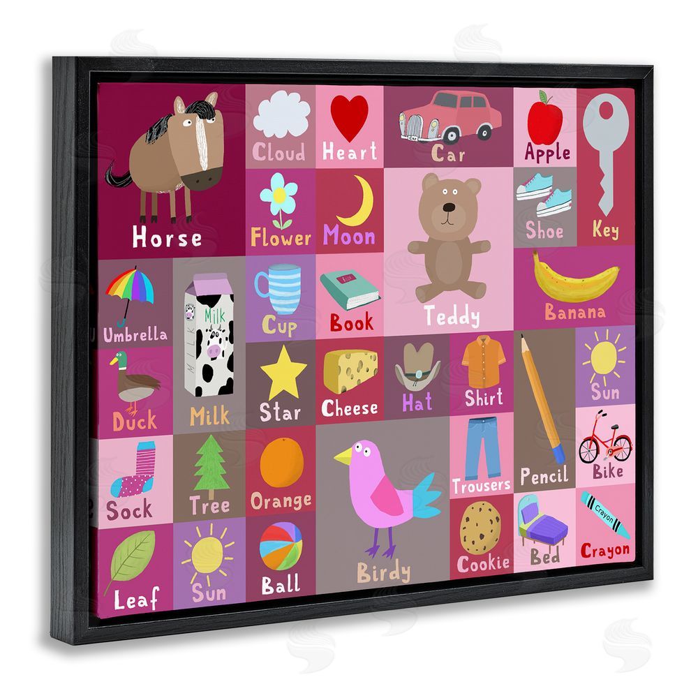 Carla Daly Pink First Words Black Floating Frame Canvas Wall Art Print