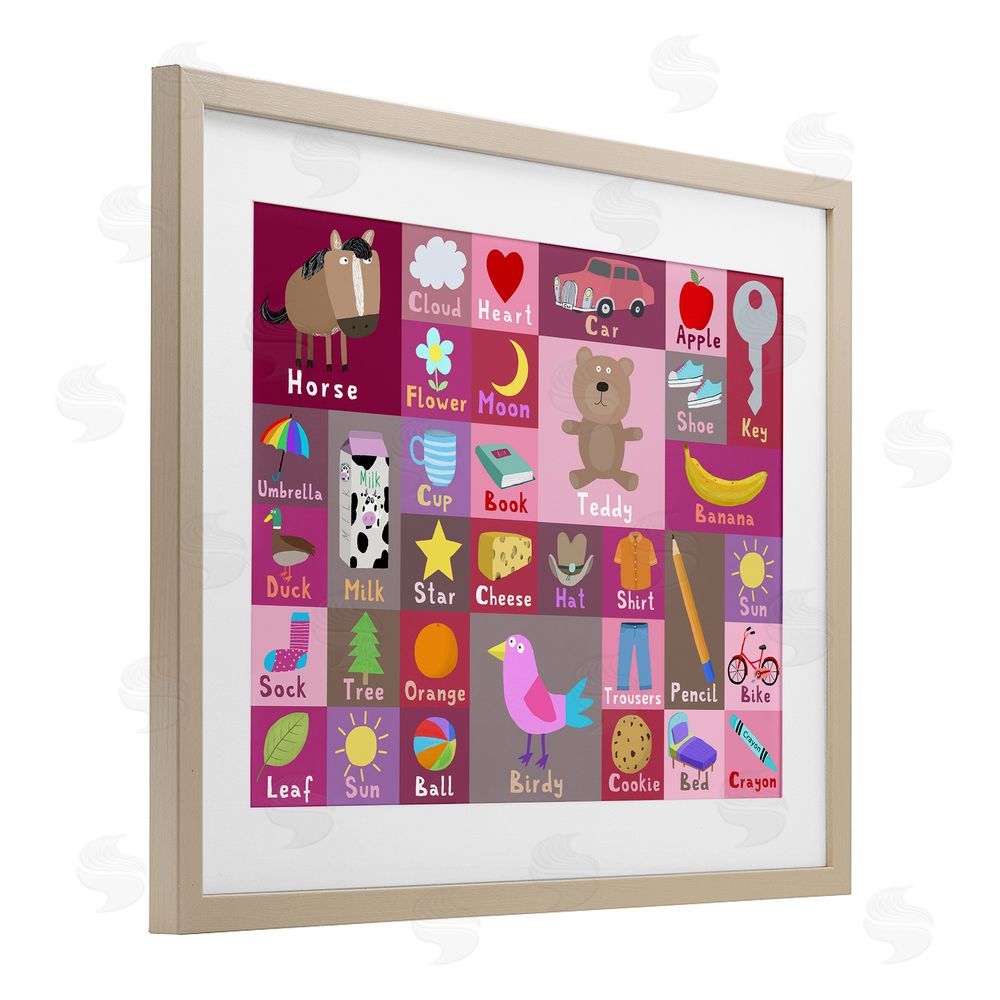 Carla Daly Pink First Words Brown Framed Print Under Glass Wall Art