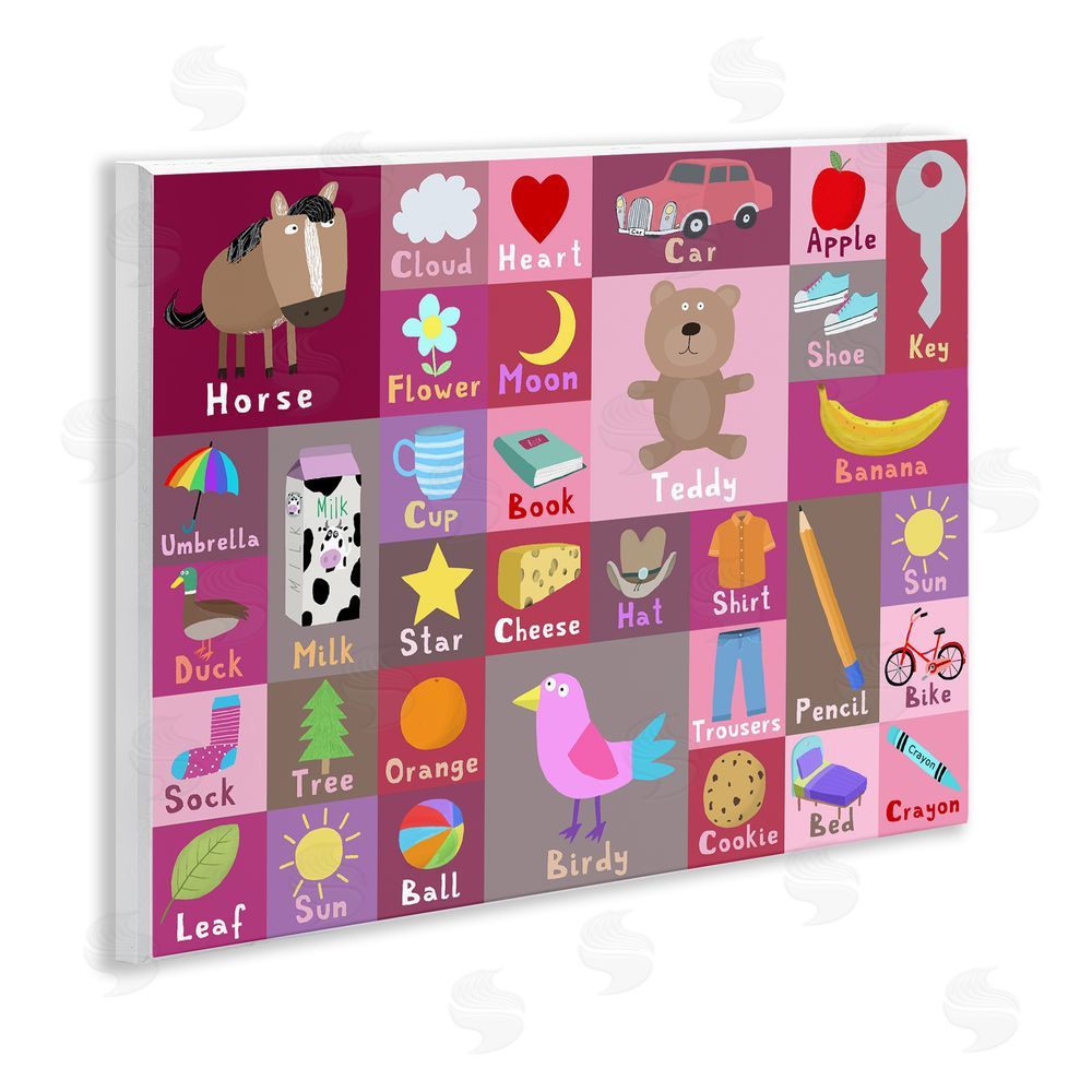 Carla Daly Pink First Words Wooden Wall Plaque Art Print