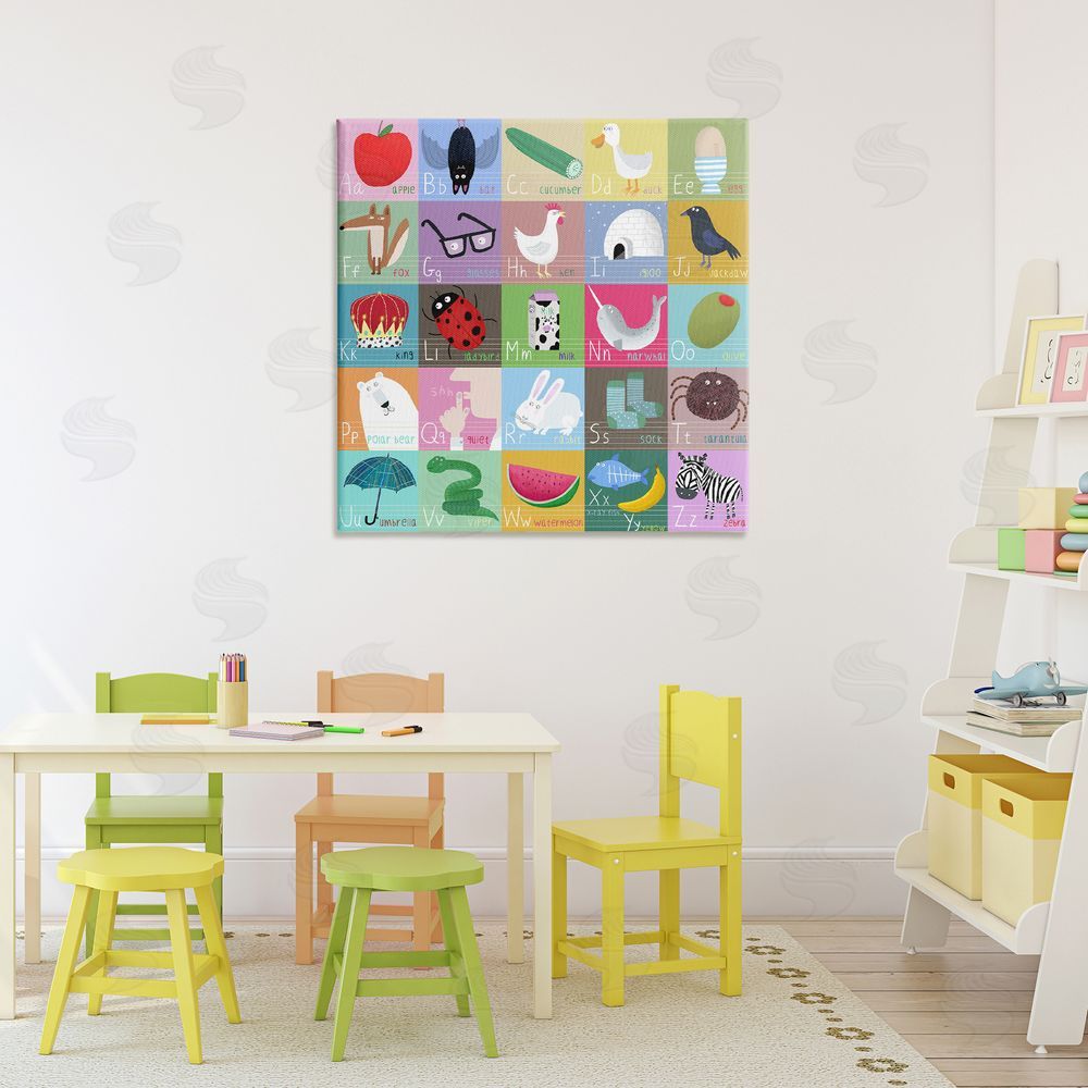 Carla Daly Alphabet Learning First Words Stretched Canvas Wall Art in Room