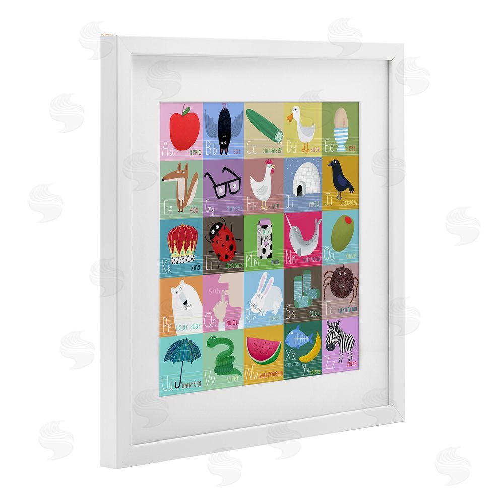 Carla Daly Alphabet Learning First Words White Framed Print Under Glass Wall Art