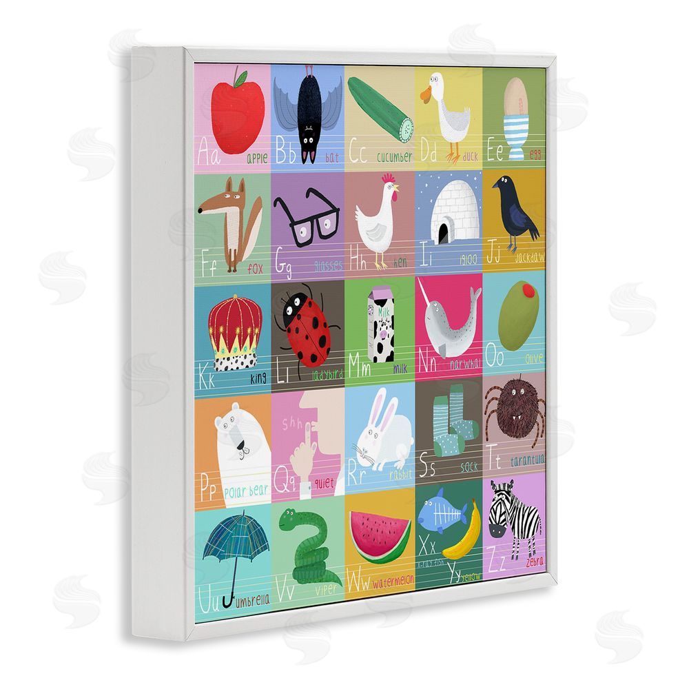 Carla Daly Alphabet Learning First Words White Framed Giclee Wall Art Print